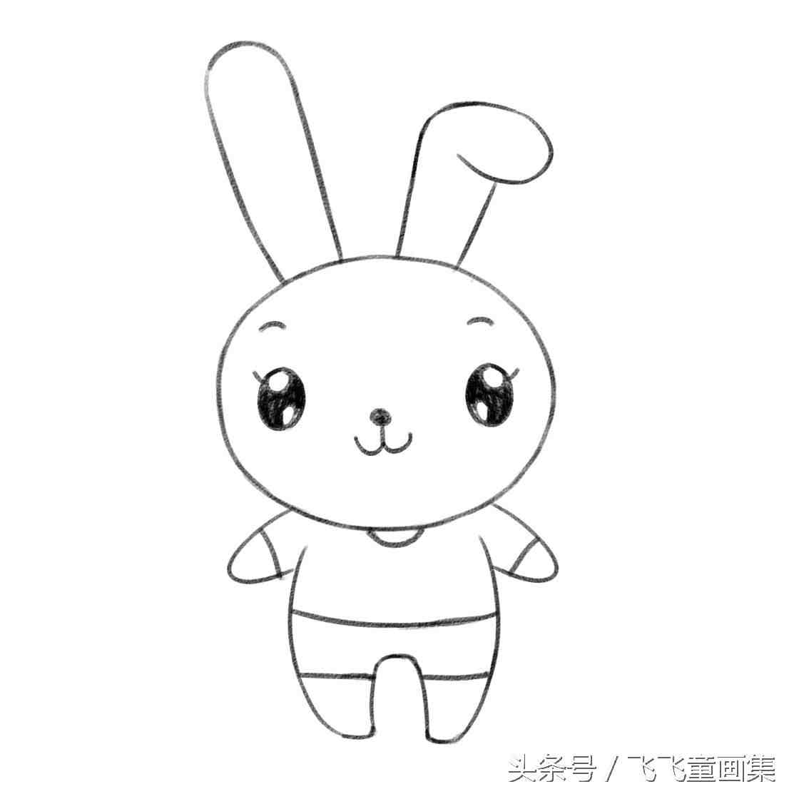 手绘卡通可爱的小白兔 儿童简笔画