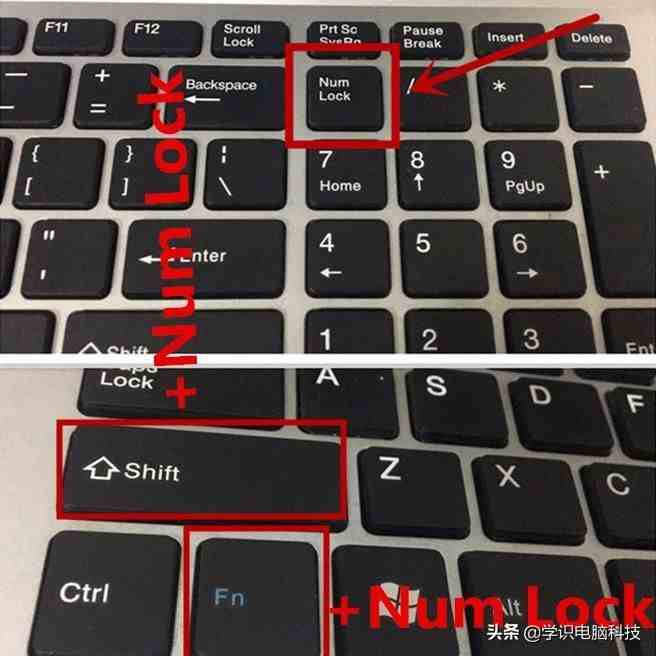 键图标右下角有个小锁,锁中有个数字9,它就是num键)或者fn numlock键