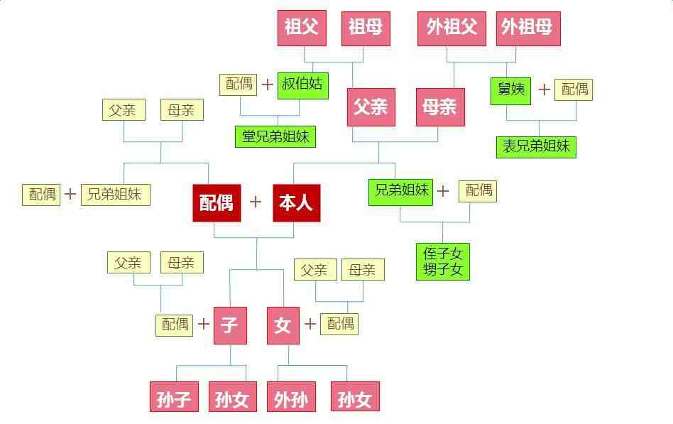 亲属关系图三代以内旁系血亲或者近姻亲关系