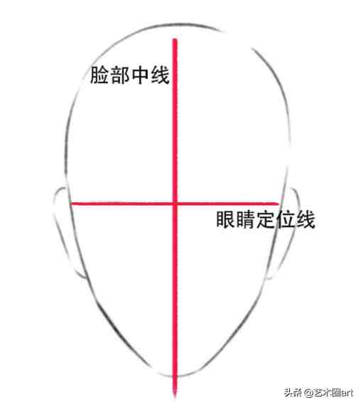 红线即为人物头部"十字线,横向线确定眼睛位置,竖向线确定脸部中线