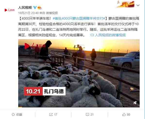 热文：蒙古国捐赠的首批活羊22日入境