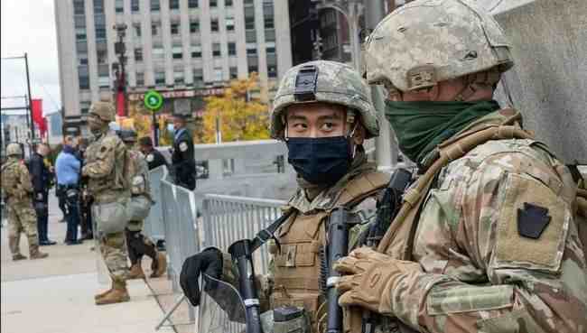美国民警卫队进城防止大选后暴乱
