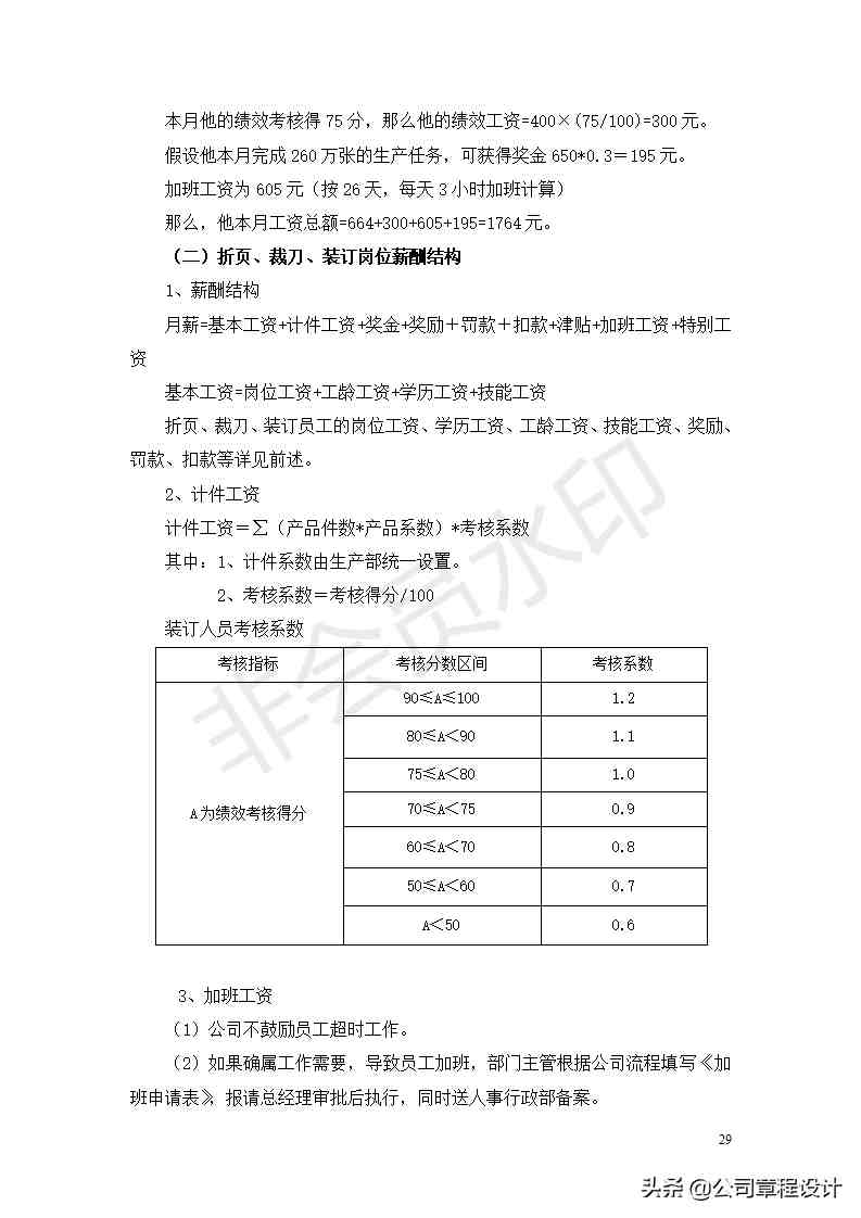 公司薪酬制度-非常全面（内含各权重参数及表格）