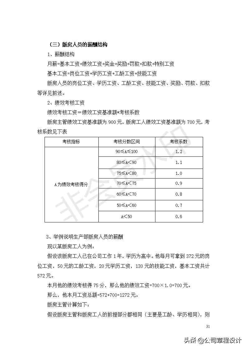 公司薪酬制度-非常全面（内含各权重参数及表格）