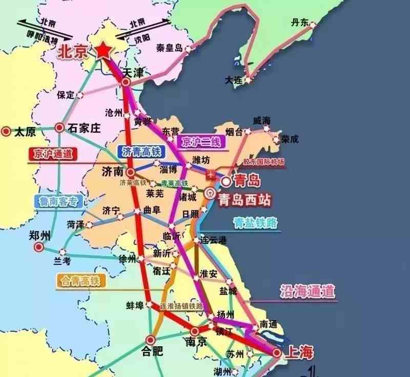 未来的京沪高铁二线都经过哪里？一张图告诉你