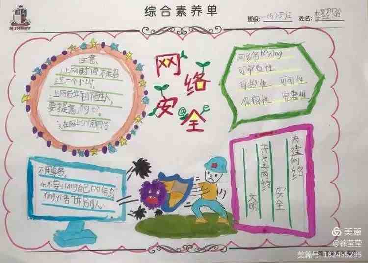文明上网，健康成长！邯郸市小学生绘制网络安全手抄报
