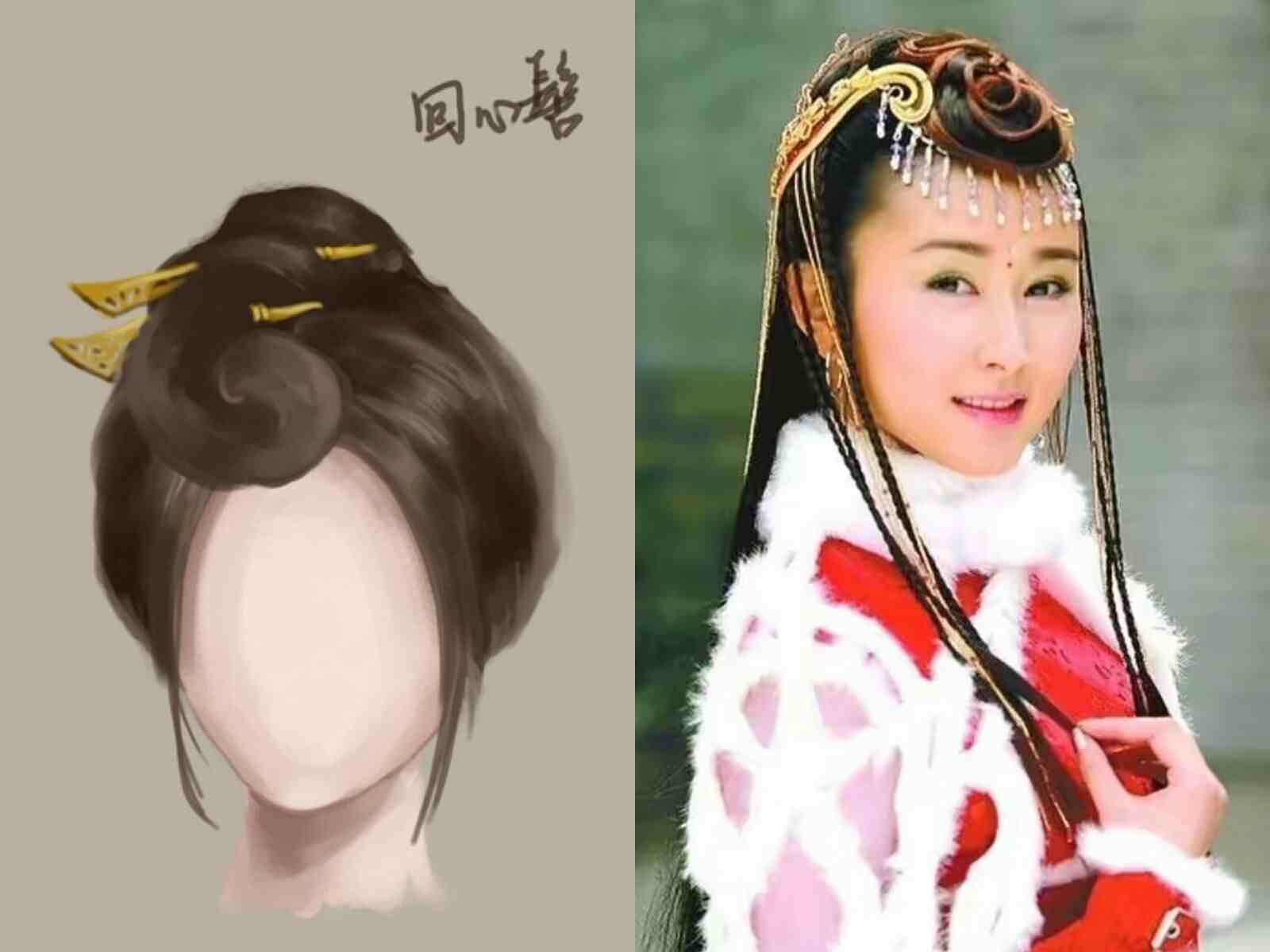 梳着中式发髻的东方女人背影高清摄影大图-千库网