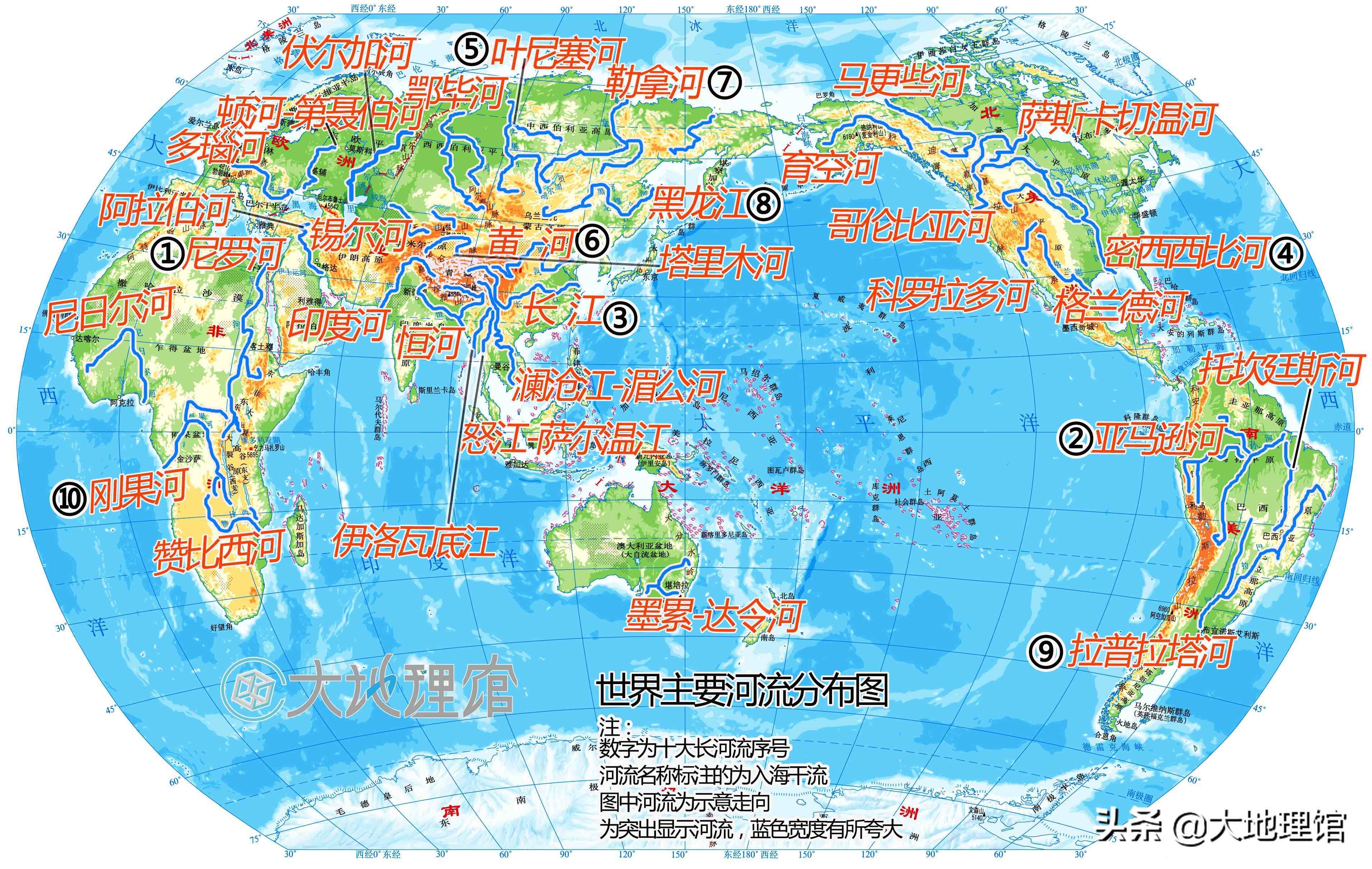 世界最长的河|地图看世界最长的十大河流：亚洲占了五条