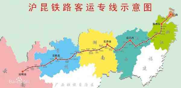 沪昆高铁线路图|云南高铁线路