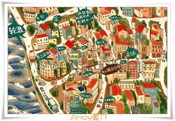 厦门各个景点的手绘地图，太酷炫了！各种风格，值得拥有！