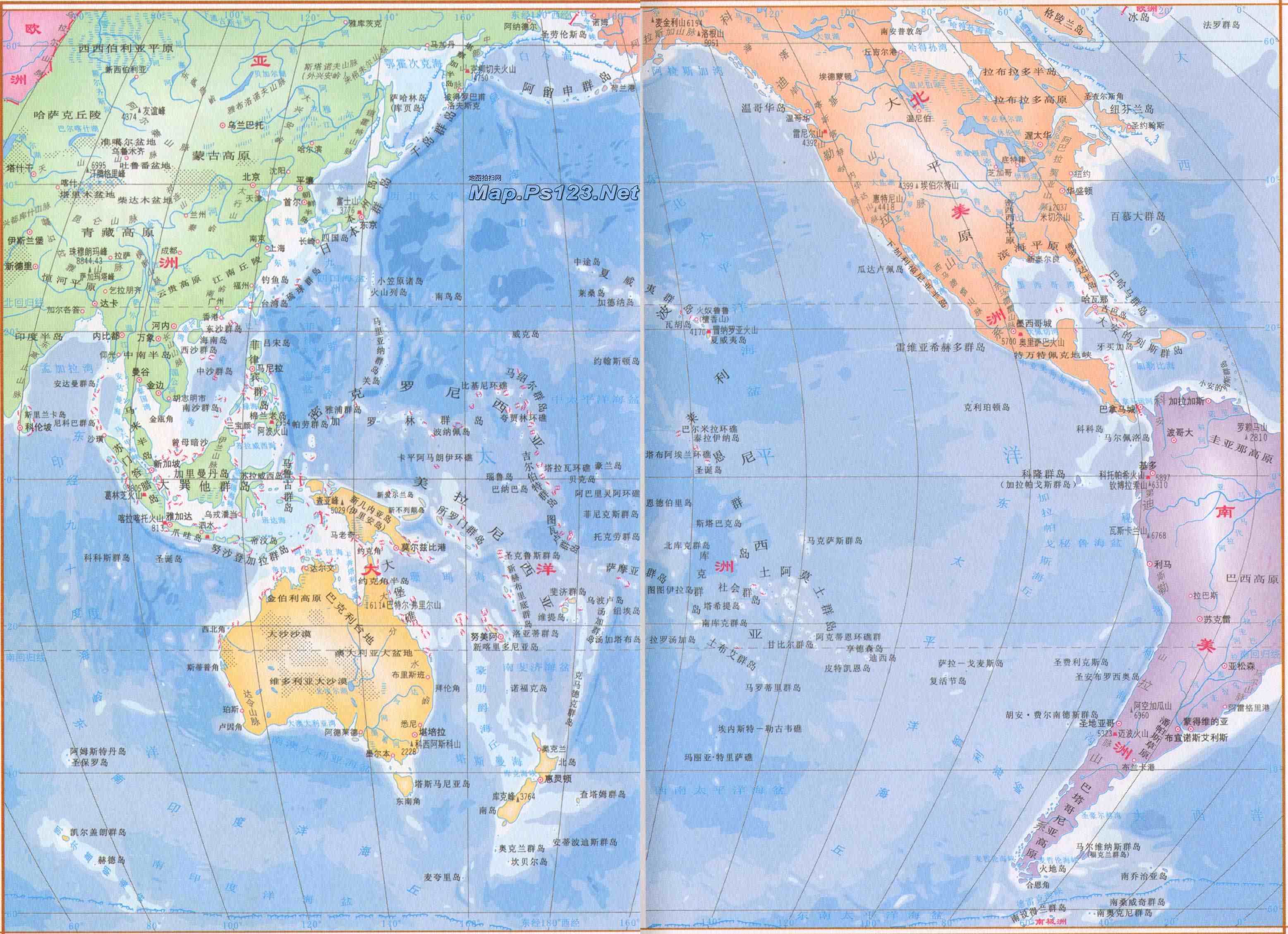 世界海域划分图高清图片
