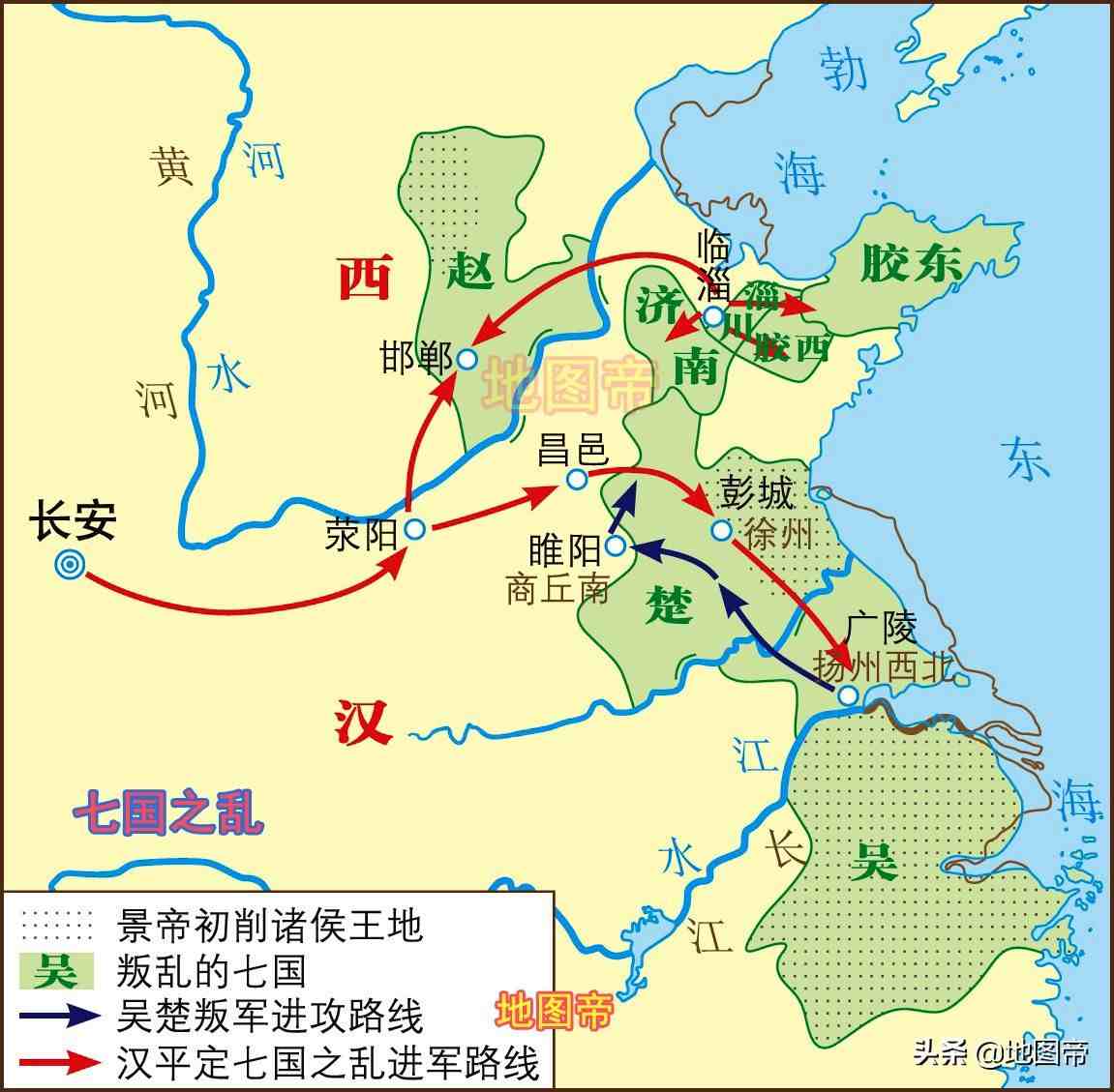 七国地图|汉朝七国之乱，匈奴为何不趁机南下？