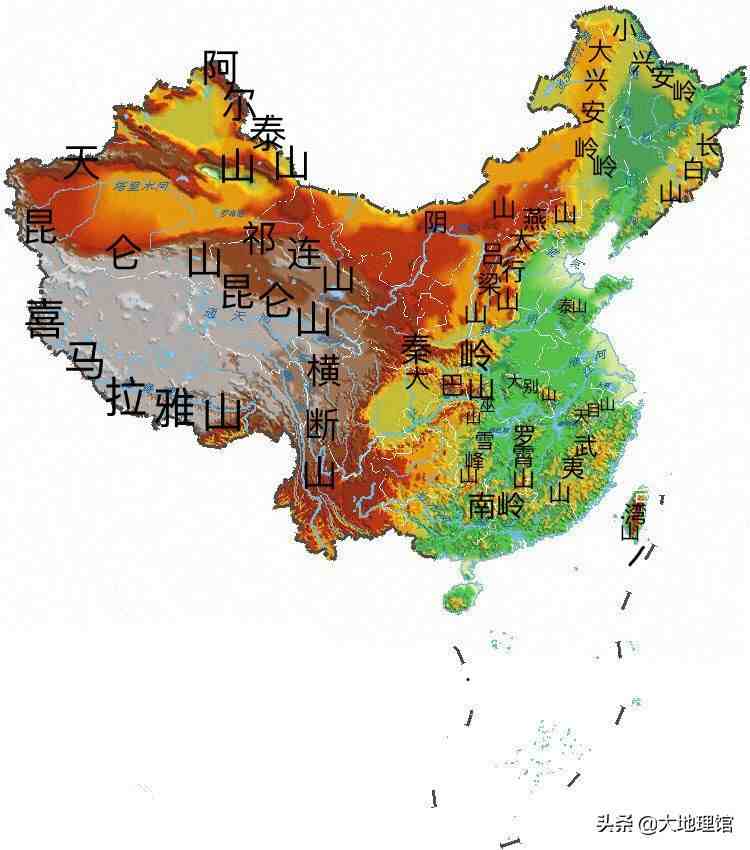 山脉地图|一张地图，看中国的主要山脉分布