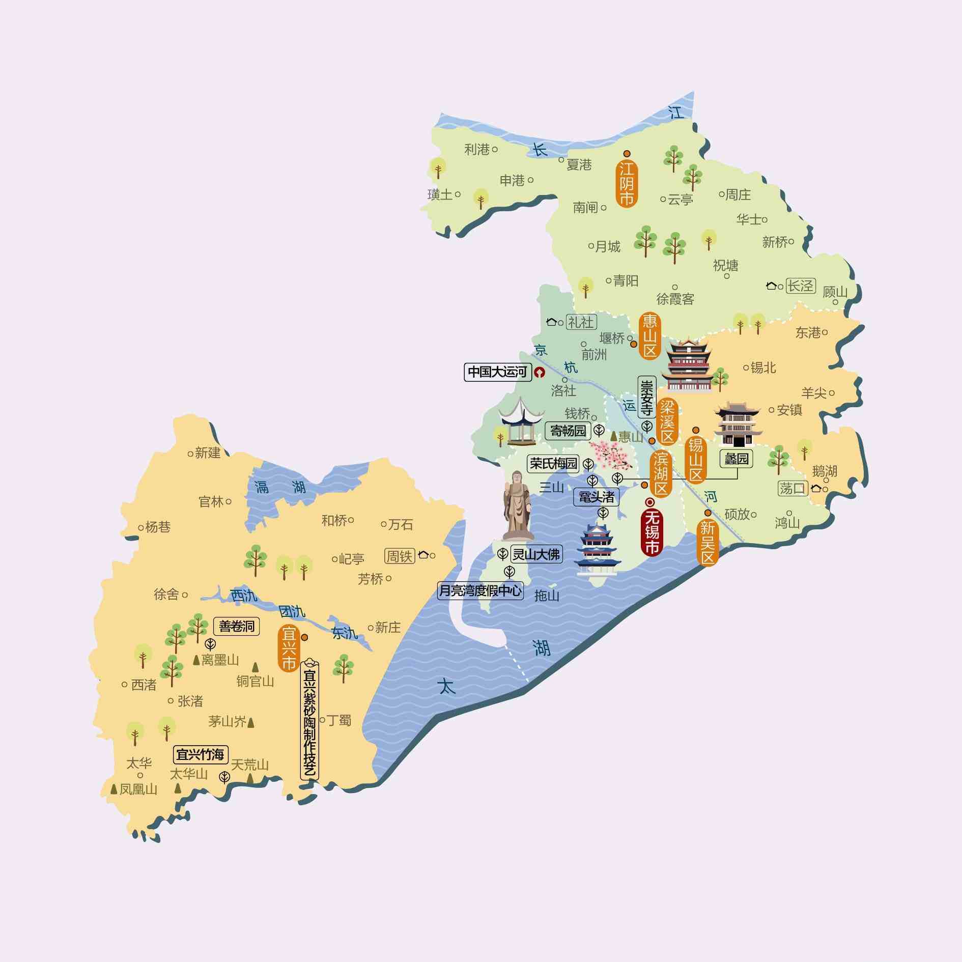 江苏省无锡市地图 区域版 基础要素版