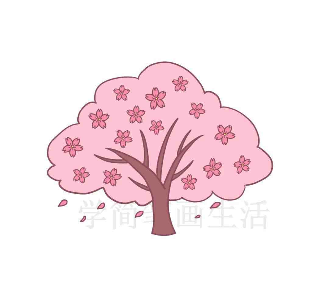 樱花树简笔画动漫图片