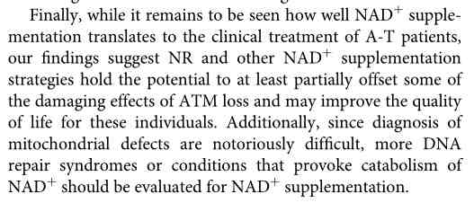 补充NAD 治疗共济失调-毛细血管扩张症的潜在策略
