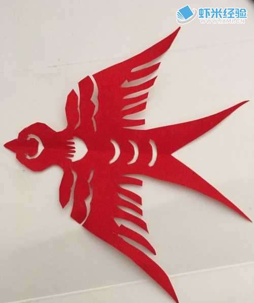 一只古老的剪纸燕子 怎么用红色彩纸裁剪