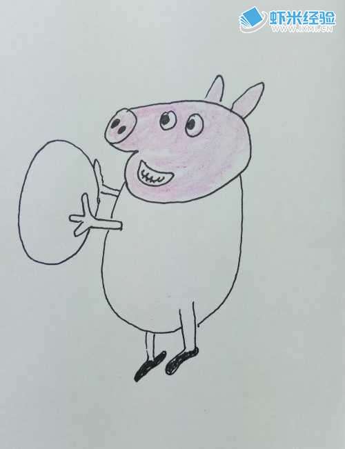 如何画儿童简笔画小猪乔治抱着一个玩具乔治？