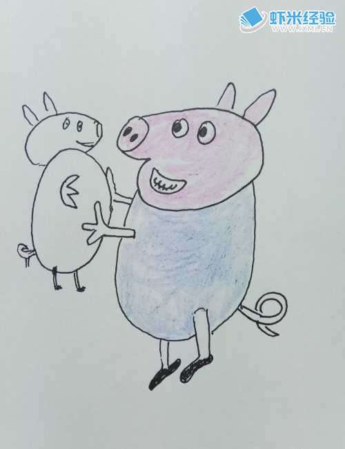 如何画儿童简笔画小猪乔治抱着一个玩具乔治？